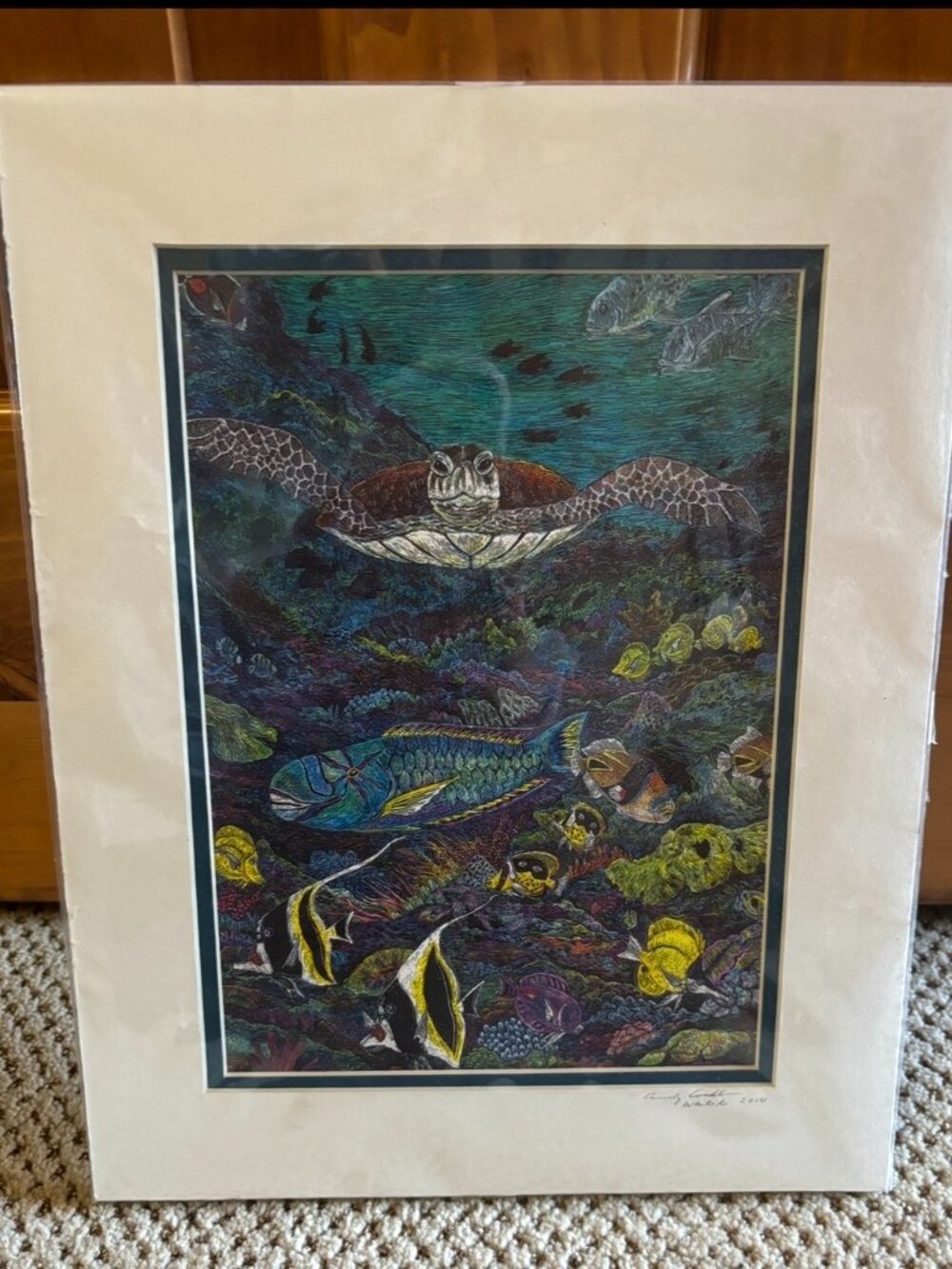 Reef Triggerfish. Copyright from 1996 from original Watercolour by Hawaii Artist